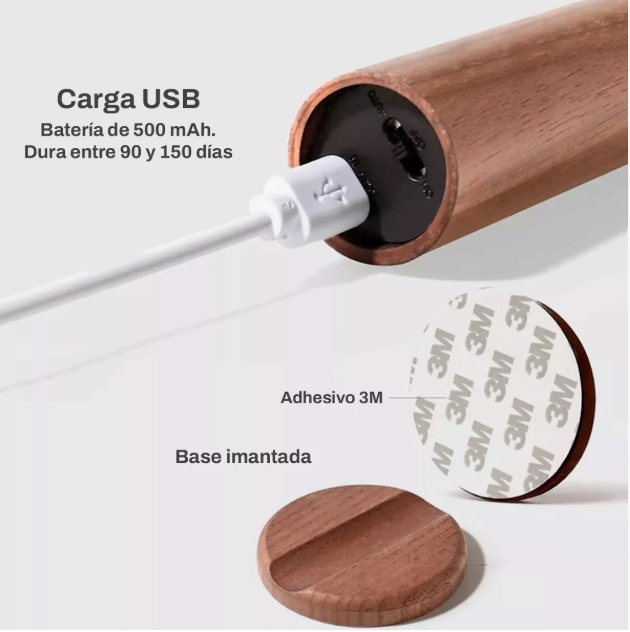 Luz de madera con sensor para la noche